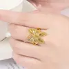 Anillo de Mariposa Dorada Chapado en Oro Anillo Abierto para Mujer Moneda Europea Moda Coreana Oro de Imitación Oro Duro Joyería