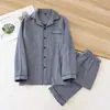 Pijama de Algodón Puro Tipo Japonés con Mangas Largas para Primavera, Otoño e Invierno, Conjunto de Ropa de Casa de Gasa de Cuatro Capas Unisex