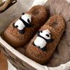 Zapatos Casuales de Lana de Cordero Retro Cómodos Estilo Panda para Mujer Invierno Exterior Hogar Diario Mocasines Zapatos de Algodón