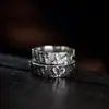 Anillo Original Hecho a Mano Repujado Flor de Cerezo para Mujer Vintage Personalidad Ins Nicho Pareja Abierto Joyería