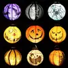 Linterna de papel de Halloween redonda con LED y caja de batería, linterna de papel con forma de calabaza, araña y murciélago, decoración para centro comercial y bar.