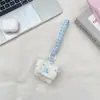 64251 Neceser pequeño acolchado de lunares rosas con correa de muñeca de cuadros para estudiantes, mini bolsa de almacenamiento para lápiz labial, llaves y auriculares