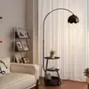 Lámpara de pie estilo pesca, lámpara vintage para el lateral del sofá de la sala de estar con estante integrado, lámpara de mesita de noche de dormitorio de gama alta de mediados de siglo moderno