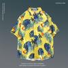 Camisa Floral de Manga Corta de Verano Estilo Japonés Estilo Hong Kong Retro Moderna Holgada para Hombres Playa Hawaiana Parejas