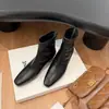 Nuevas botas de mujer estilo francés para otoño e invierno 2026, aumento de altura de 6 cm, puntera cuadrada clásica, versátiles, cremallera trasera, botines ajustados para mujer