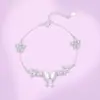 Pulseira Tiqia Original de Concha Borboleta para Mulheres Prata Esterlina S925 Luxo Leve Francês Zircônia Brilhante de Alto Padrão Flor Joia de Mão