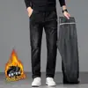 Jeans Gruesos Forrados de Polar, Ajuste Recto Delgado, Versátiles, Elásticos, de Moda, de Alta Gama para Hombre, Novedad 2025
