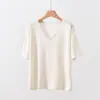 Camiseta de Linho com Manga Curta, Respirável e Amiga da Pele, Estampa de Gotas, para Mulheres, Top Casual Soltinho, Camisa Simples e Versátil com Gola Redonda para Mulheres