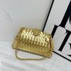 Bolso de Hombro Tejido en Cadena Estilo Nuevo Transfronterizo, Bolso de Hombro de Piel de Vaca, Bolso de Mano para Debajo del Brazo, Bolso de Pinza, Bolso de Mujer, Bolso de Moda, Lujo Ligero