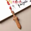 Talla de Madera de Azufaifo Espada de Mirto Crespón Colgante Espada Siete Estrellas Talla de Madera Colgante Cuchillo Luna Grasa Dragón Verde