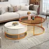 Mesa de centro de pizarra para sala de estar, uso doméstico, mesa de cristal templado, minimalista moderno, apartamento pequeño, lujo ligero, nuevo modelo 2026, redonda, minimalista
