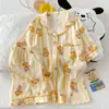Estilo Mismo de Transmisión en Vivo de Douyin Gato KT Algodón Nube Pijama para Mujer Verano Lindo Dulce Manga Corta Pantalones Cortos Conjunto de Ropa para el Hogar