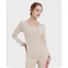Conjunto de roupa íntima térmica feminina sem costura outono e inverno gola redonda calça comprida justa ultrafina modeladora plus size blusa base