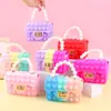 Bolsa Transversal Infantil Bolsa de Silicone para Meninas Brinquedo de Apertar Bolsa com Corrente de Ombro Único Bolsa de Pérolas Mini Carteira de Moedas Pequena Bolsa de Mão