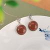 Pendientes de plata de ley Yilu S925 con diseño geométrico, estilo étnico, con diseño retro, estilo retro, redondos, con superficie de huevo, color rojo del sur