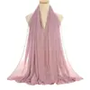 Novo Lenço de Cabeça de Chiffon com Pérolas e Strass para Mulheres, Lenço Longo com Corrente para Sorteio, Lenço Longo, Xale YS010