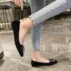 Zapatos Planos de Moda Nuevos Primavera y Verano 2025 con Hebilla Cuadrada de Pedrería para Mujer, Punta Fina Poco Profunda Suela Suave Zapatos Profesionales de Trabajo para Mujer