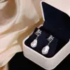 Pendientes de botón de perla barroca de plata de ley S925 transfronterizos, pendientes irregulares plisados en forma de gota, color plateado