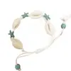 Tobillera de Vacaciones de Verano en la Costa Transfronteriza Moda Cuentas de Arroz Tejida a Mano Concha Ajustable Apilado Pulsera de Turquesa Pulsera