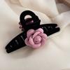 Pinza para el cabello de camelia rosa de terciopelo negro, anillo para el cabello, tocado, pinza de tiburón, cuerda para el cabello, clip para el cabello, accesorios para el cabello, combinable con todo, otoño e invierno, Nuevo