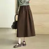 Saia Simples para o Dia a Dia Linha A 2026 Outono/Inverno Nova Cintura Alta Emagrecedora Saia Longa Elegante Versátil Barra Larga Saia Evasê