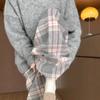 Calça de Lã Xadrez para Mulheres, Novo Estilo Outono e Inverno 2026, Cintura Alta, Caimento Fluido, Casual Relaxado e Emagrecedor, Perna Larga