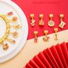 Colgante antiguo de oro con forma de caramelo y estrella de la suerte, colgante de gato de la suerte, pulsera, collar, joyería artesanal