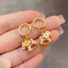 Pendientes Exquisitos y de Moda de Caballo del Zodiaco con Goteo de Aceite, de Alta Gama y Elegantes, Pendientes Versátiles de Celebridad de Internet, Pendientes Geométricos de Diseño de Nicho