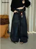 Idealteam Jeans de algodón estilo vintage extragrandes de tiro bajo para mujer 91278