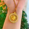 Colar com Pingente Bússola Giratória Banhado a Ouro Estilo Antigo Micro-Incrustado com Diamante Corrente para Suéter Estilo Chinês Pingente Moderno Venda por Atacado