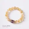 Pulsera de Cristal Amarillo Pagoda de 10+MM Cadena Única Pulsera de Amatista Brasileña Base de Flor Corona Hueca Accesorios Joyería de Estilo Versátil