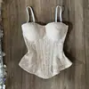 Top Bustier de Encaje Retro para Mujer, Camisola de Lujo sin Tirantes