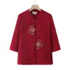 Camisa festiva tradicional china estilo Tang para señora mayor, atuendo primaveral y otoñal estilo chino para mujeres mayores, vestido para banquete de boda de madre, blusa para abuela