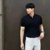 Camisa Polo Masculina Moda Marca Verão LED Camiseta Masculina Manga Curta Estilo Japonês Abóbora Bonito Cor Sólida Top Versátil Tricô