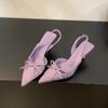 Zapatos de Tacón Alto Puntiagudos para Mujer, Nuevo Estilo Francés Primavera 2026, Impresionantes Zapatos de Salón Individuales con Lazo de Hada, Sandalias de Punta Cerrada y Talón Abierto