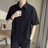 Camiseta de Manga Corta 2024 Camisa Polo para Hombre Verano de Gama Alta Moderna Retro Japonés Holgada Estilo Americano Cuello Mitad de Manga