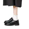 Mocasines de Estilo Británico con Suela Gruesa para Mujer 2026 Primavera/Otoño Nuevos con Cordones Negros Más Terciopelo Zapatos Pequeños de Cuero Suela Suave Versátiles Zapatos Individuales