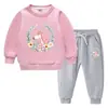 Conjunto de suéter infantil outono e inverno 2023 Estilo ocidental novo grande infantil de veludo acolchoado quente de inverno com mangas compridas