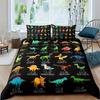 Funda Nórdica con Estampado de Dinosaurios Jurásicos Traje de Ropa de Cama de Fauna de la Jungla Juego Decorativo de Tres Piezas para Dormitorio