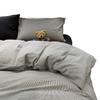 Conjunto de Roupa de Cama Xadrez Listrado Mix and Match de Quatro Peças, Capa de Edredom de Algodão Puro Lavado, Lençol com Elástico, Conjunto de Três Peças para Dormitório de Estudante
