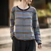 Cárdigan de lana a rayas estilo commuter para otoño e invierno con bloques de color, una prenda exterior clásica de punto, versátil diseño de top nuevo