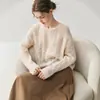 Nuevo Estilo Otoño e Invierno 2025 Suéter de Cachemira Ligero y Delgado con Calados Personalizado Europeo Versátil Blusa de Punto Ligeramente Transparente Estilo Relajado Talla Grande