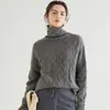 Suéter de Cashmere de Montanha com Gola Alta de Flor de Cânhamo Transfronteiriço Outono e Inverno Solto Cor Sólida Tricotado Espessado Camada Base Elegante