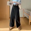 Pantalones Casuales de Algodón y Seda de Cintura Alta con Diseño Adelgazante, Cintura Alta Sueltos de Pierna Ancha Rectos de Nueve Puntos para Mujer, Primavera/Verano 2026