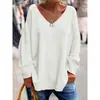 Otoño e Invierno Nuevo Ropa de Mujer de Comercio Exterior Transfronterizo Europeo y Americano Color Sólido Cuello Manga Larga Holgado Casual Cómodo Camiseta Top
