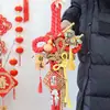 Adorno colgante de cuerda de algodón con nudo chino bicolor multicolor del Año del Caballo, Nudo tejido de bambú Caballo del Zodiaco Calabaza, Colgante de puerta festivo y auspicioso