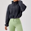 Ropa Deportiva de Invierno para Exterior de Terciopelo de Cordero Europeo y Americano para Mujer con Cuello Alto Suelta con Forro Polar Cálida para Correr Casual Corta