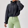 Chaqueta Corta Cálida de Invierno Personalizada con Cuello Alto Holgada Forrada de Polar para Correr Casual al Aire Libre Chaqueta Deportiva de Cachemir para Mujer