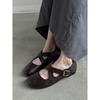 Confissão do Dia da Primavera ~ Sapatos de Balé com Cinto Cruzado e Cabeça Redonda Femininos Confortáveis Sapatos Baixos e Rasos