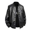 Chaqueta de cuero vintage para hombre, estilo bomber de primavera, talla grande, chaqueta de cuero de entrenador, chaqueta de motocicleta americana de otoño e invierno